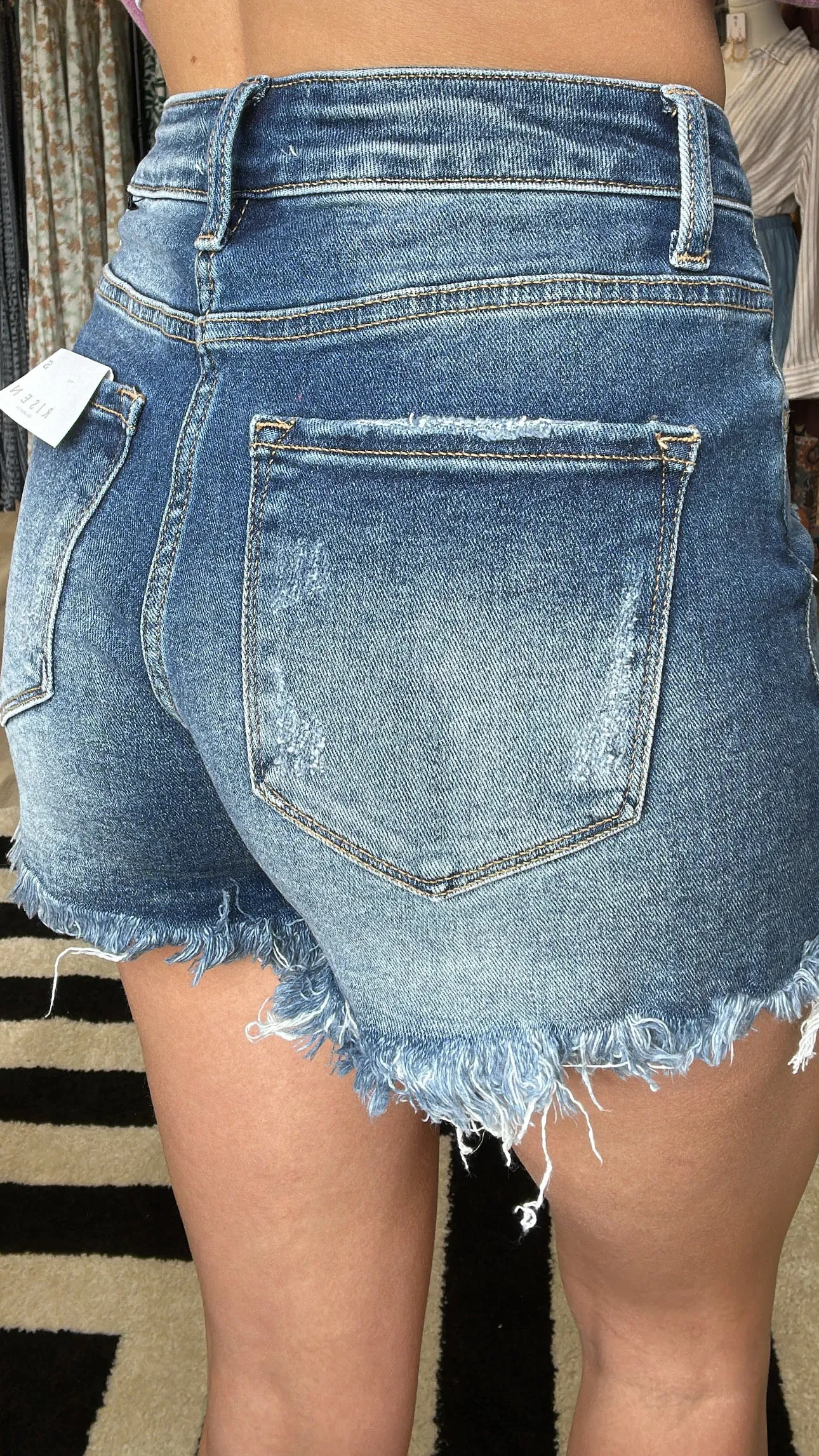 Natalie High Rise Distressed Shorts[LIGHT WASH ONLY]