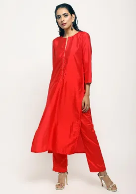 Orange Foil High Slit Kurta