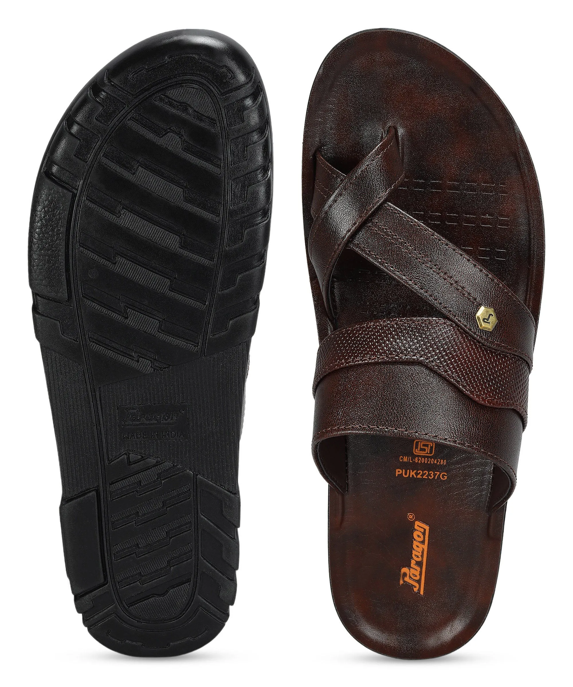 Paragon Men's Slip-on Brown Sandals for Men | Comfortable Sole & Durable