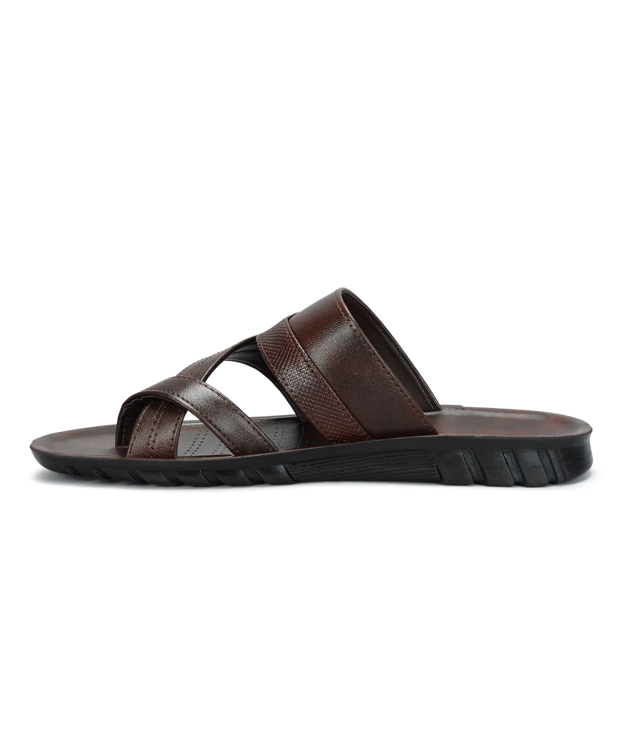 Paragon Men's Slip-on Brown Sandals for Men | Comfortable Sole & Durable