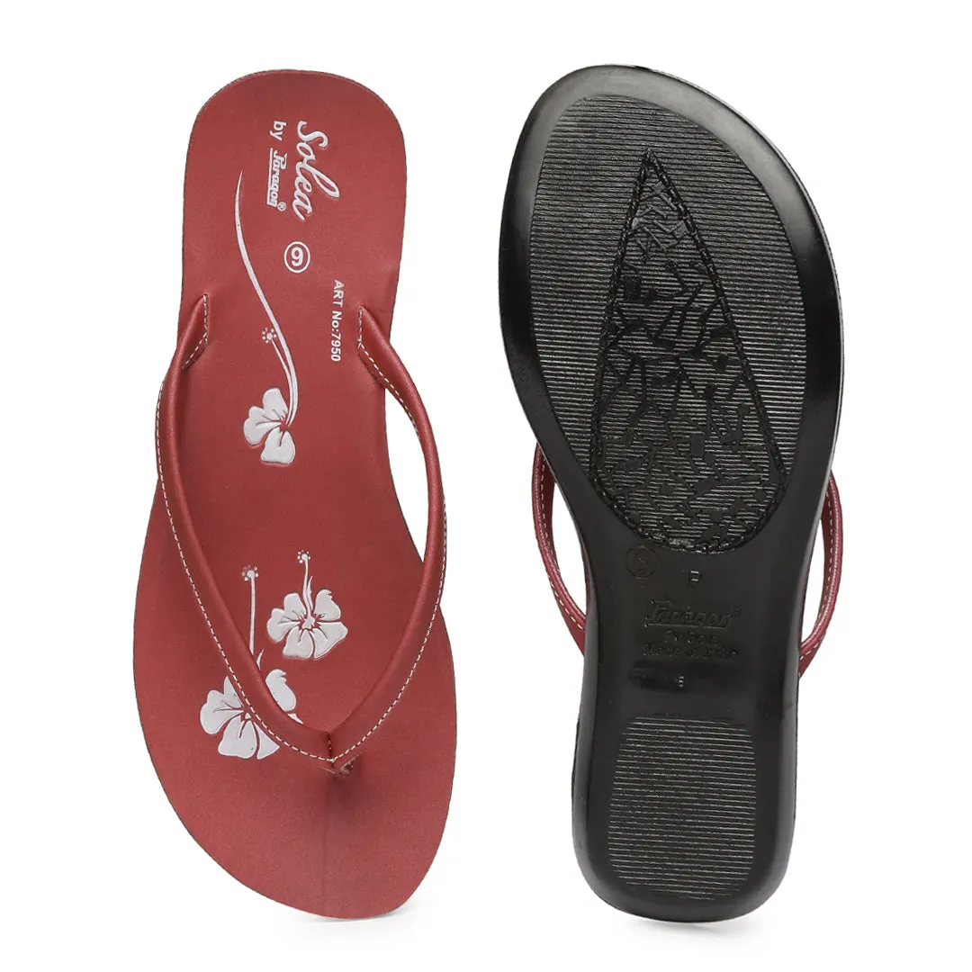 Paragon PU7950L Women Stylish Lightweight Flipflops | Comfortable with Anti skid soles | Casual & Trendy Slippers | Indoor & Outdoor