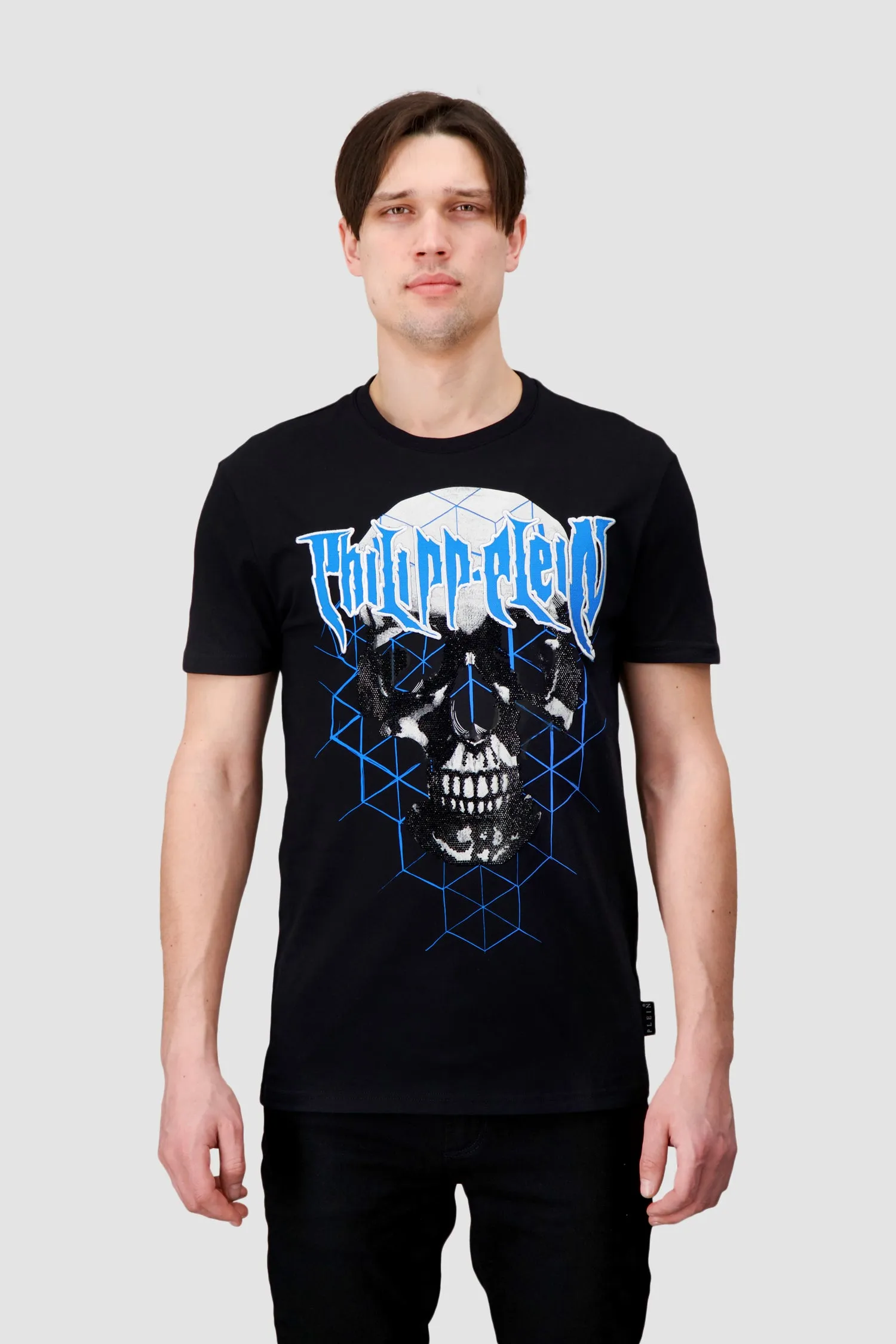 Philipp Plein Black Round Neck SS Skull Crystal T-Shirt