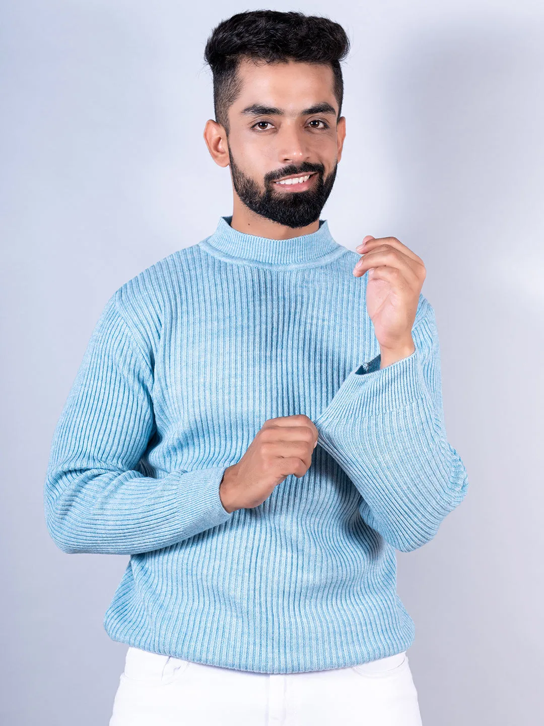 Powder Blue Color Turtle Neck Sweater