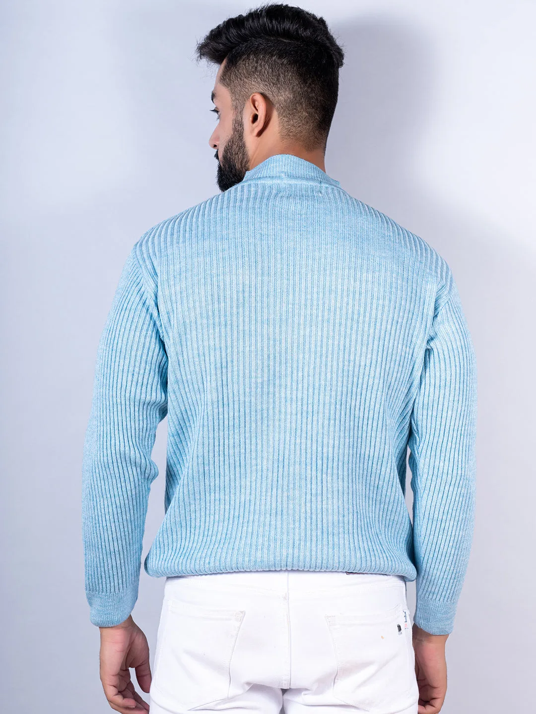 Powder Blue Color Turtle Neck Sweater