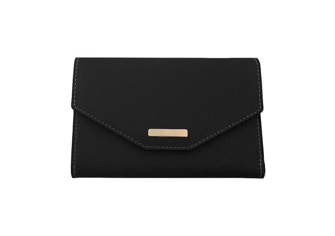 Purse Wallet Dolomite Pebble Print Calf Leather - Black