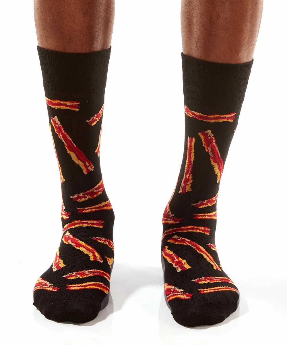 "Bacon" Cotton Dress Crew Socks by YO Sox -Large