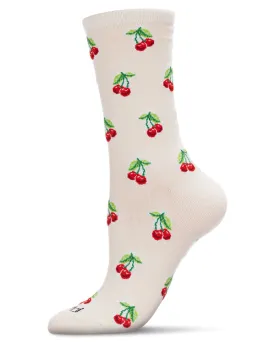 "Cherries" Crew Bamboo Socks by Me Moí - Medium