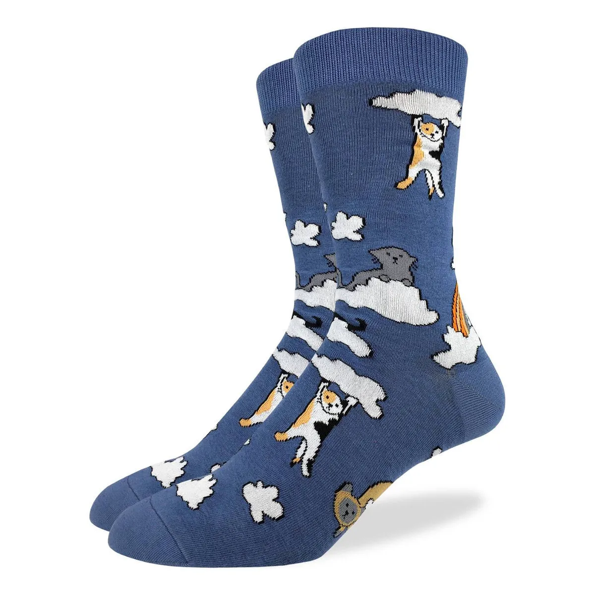 "Cloud Cats" Cotton Crew Socks by Good Luck Sock