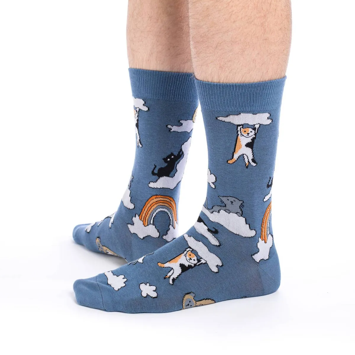 "Cloud Cats" Cotton Crew Socks by Good Luck Sock