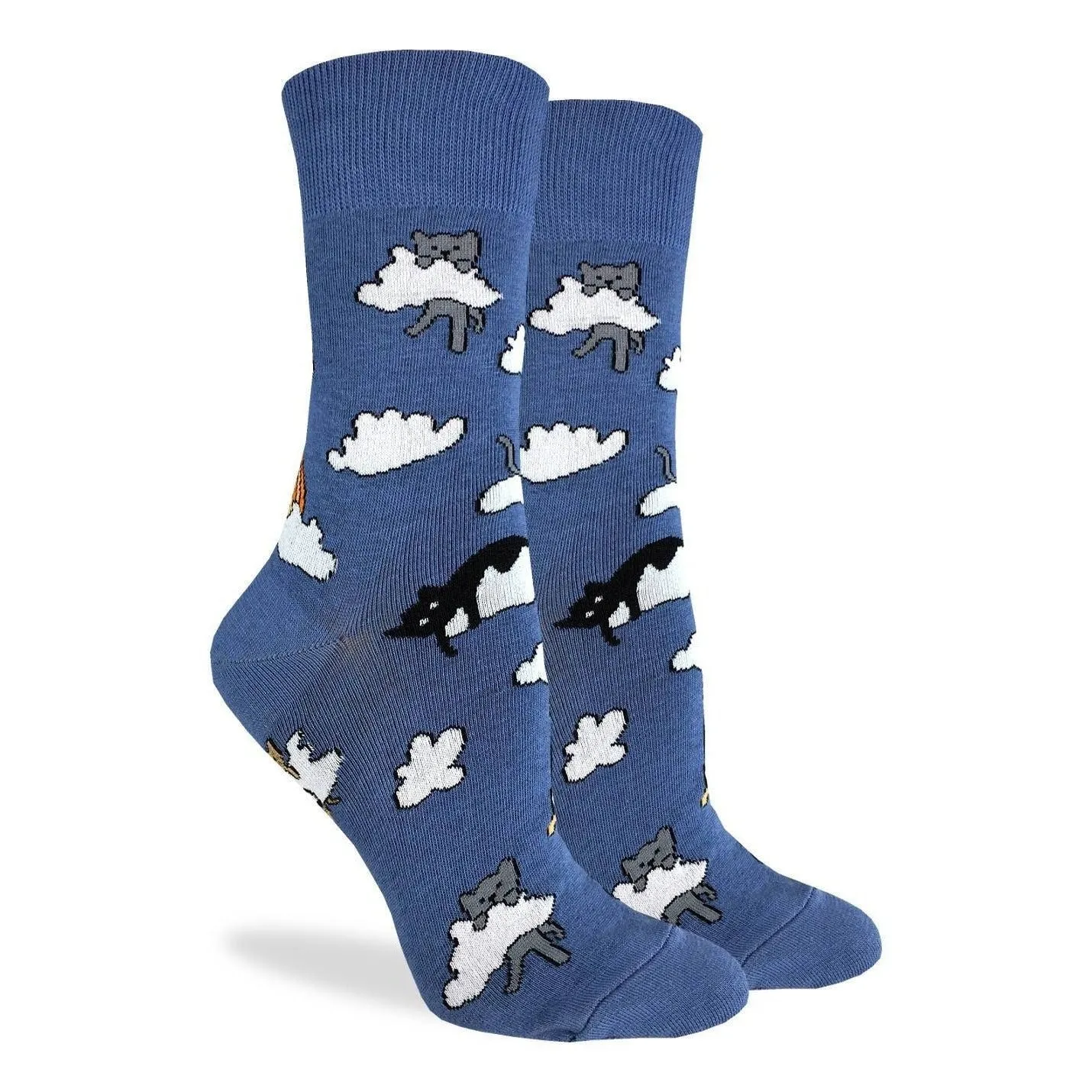 "Cloud Cats" Cotton Crew Socks by Good Luck Sock