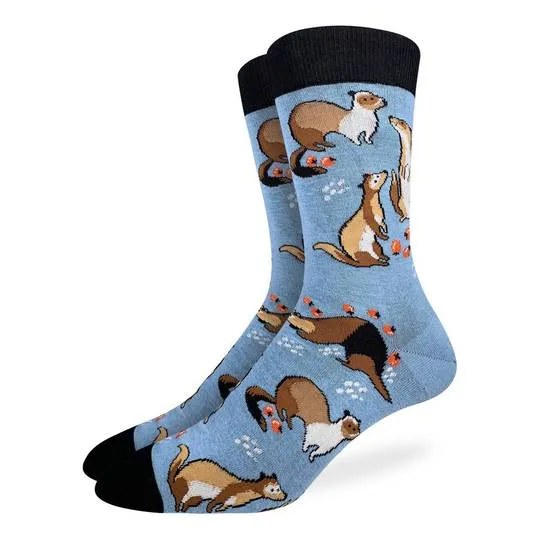 "Ferrets" Cotton Crew Socks by Good Luck Sock