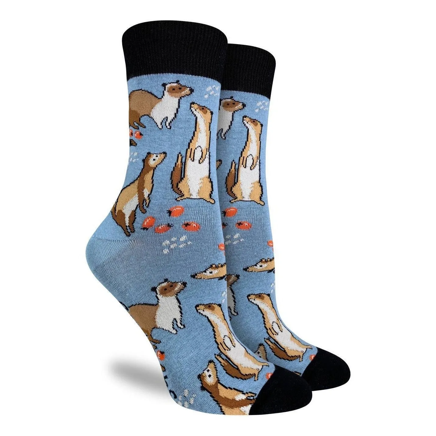 "Ferrets" Cotton Crew Socks by Good Luck Sock