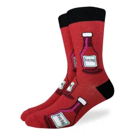 "Ketchup" Crew Socks by Good Luck Sock - Large