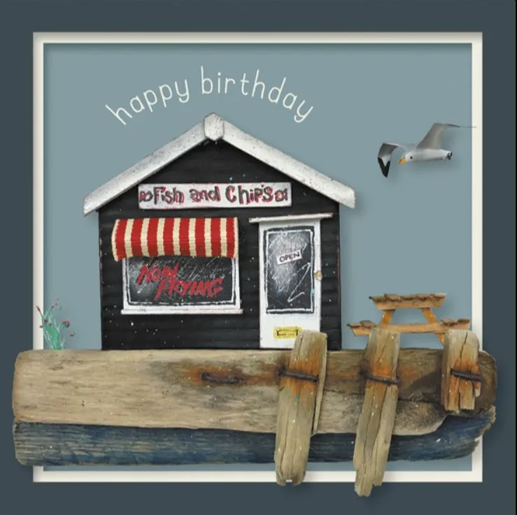 "Now Frying" Birthday Greeting Card from Holy Mackerel