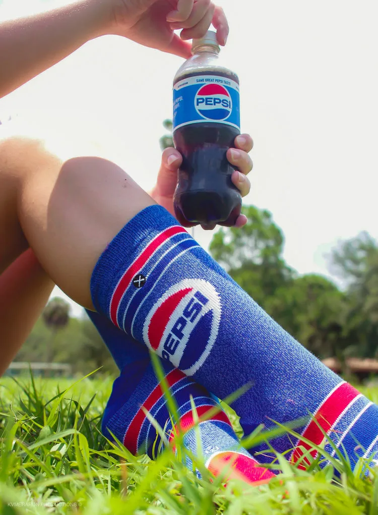 "Pepsi Retro Blue" Combed Cotton Crew Socks by ODD Sox