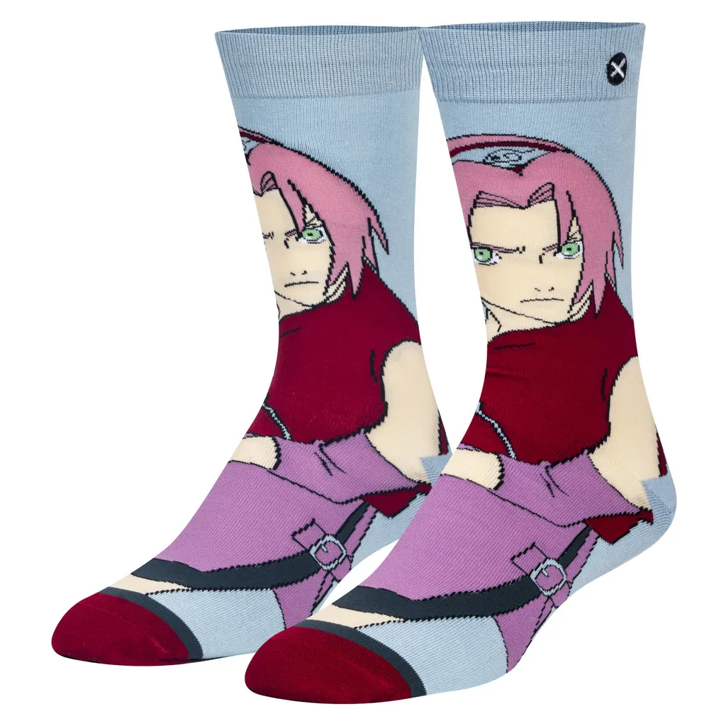 "Sakura" Cotton Crew Socks by ODD Sox - Large