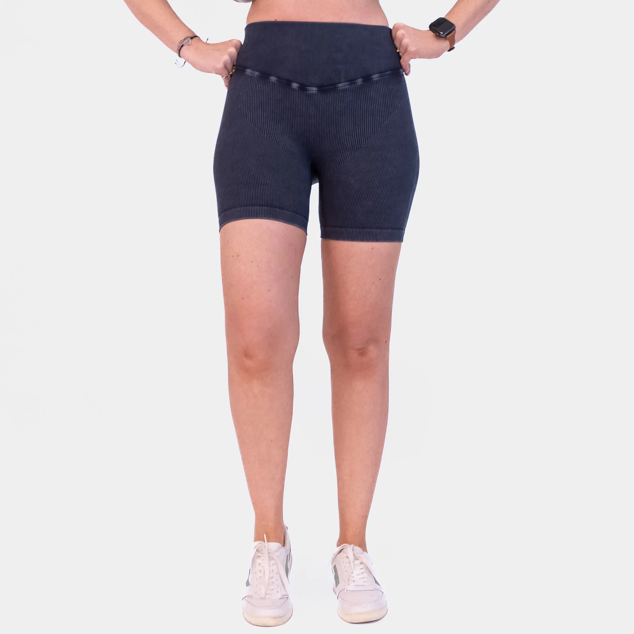 Ribbed Seamless Shorts - Snow Wash Graphite - FINAL SALE