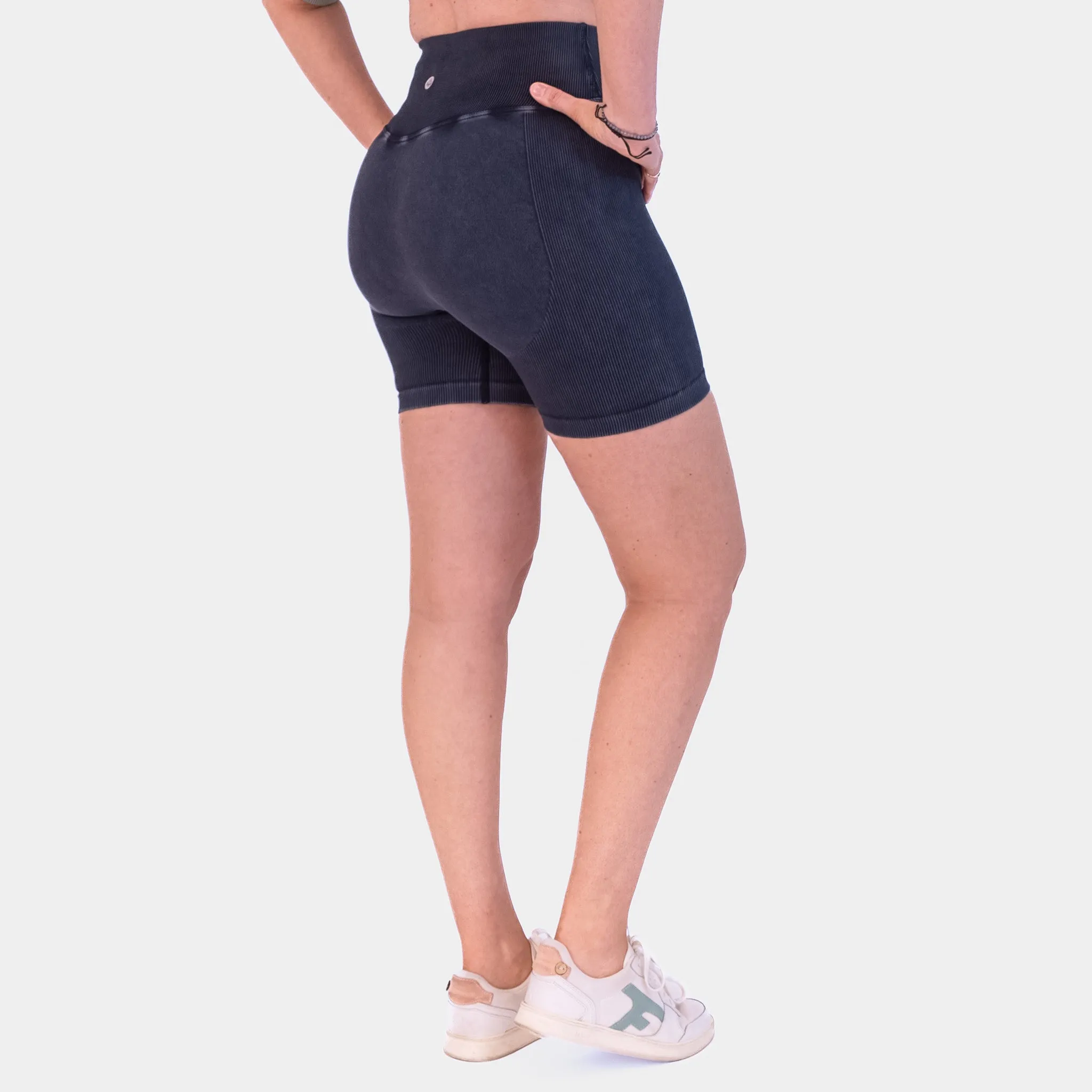 Ribbed Seamless Shorts - Snow Wash Graphite - FINAL SALE