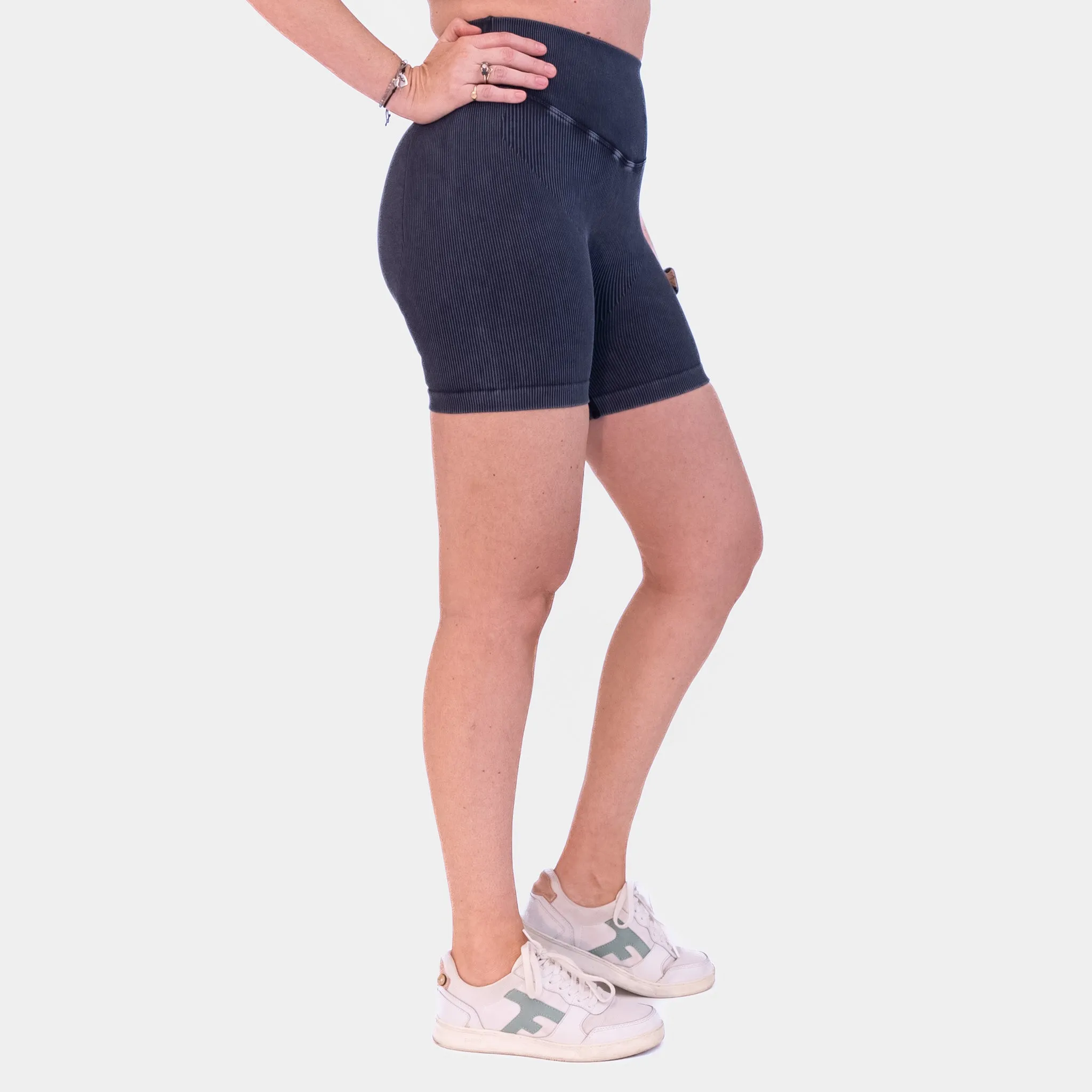 Ribbed Seamless Shorts - Snow Wash Graphite - FINAL SALE