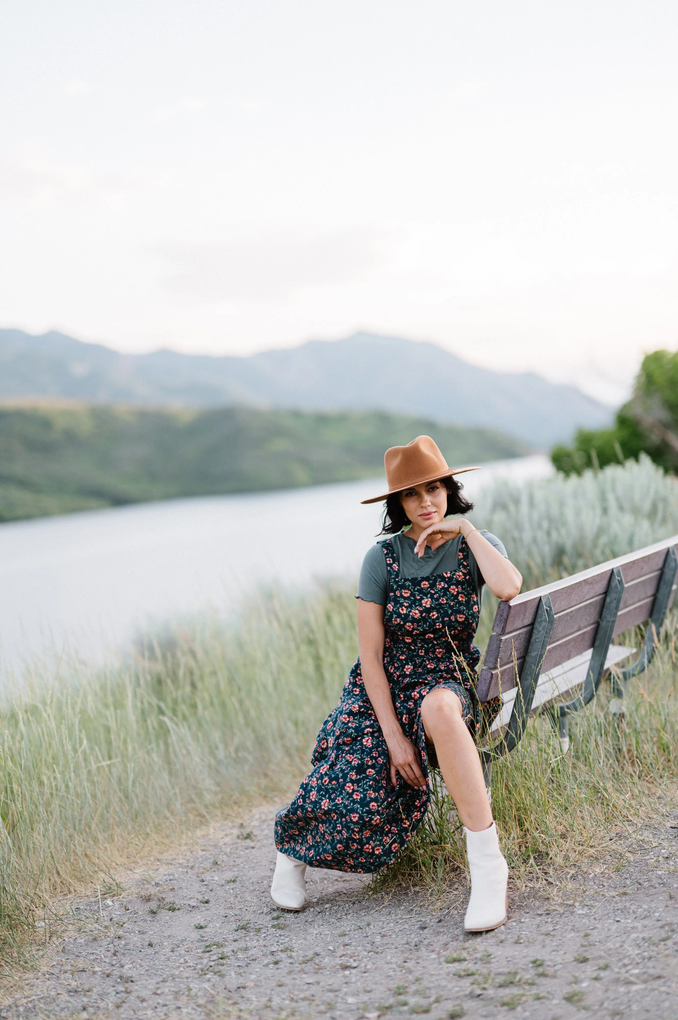 Shay Overall Dress in Floral Navy