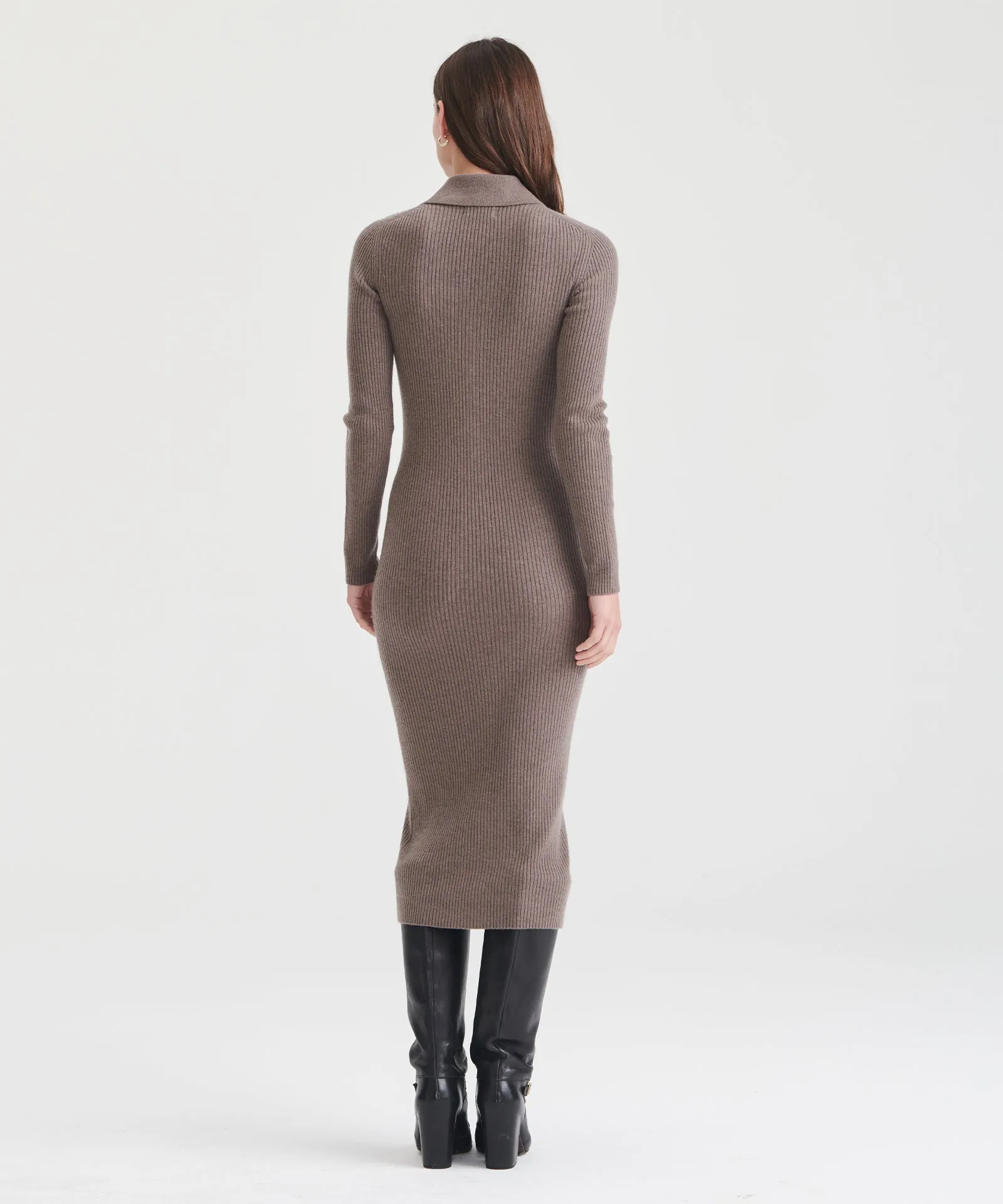 Signature Cashmere Ribbed Cardigan Dress