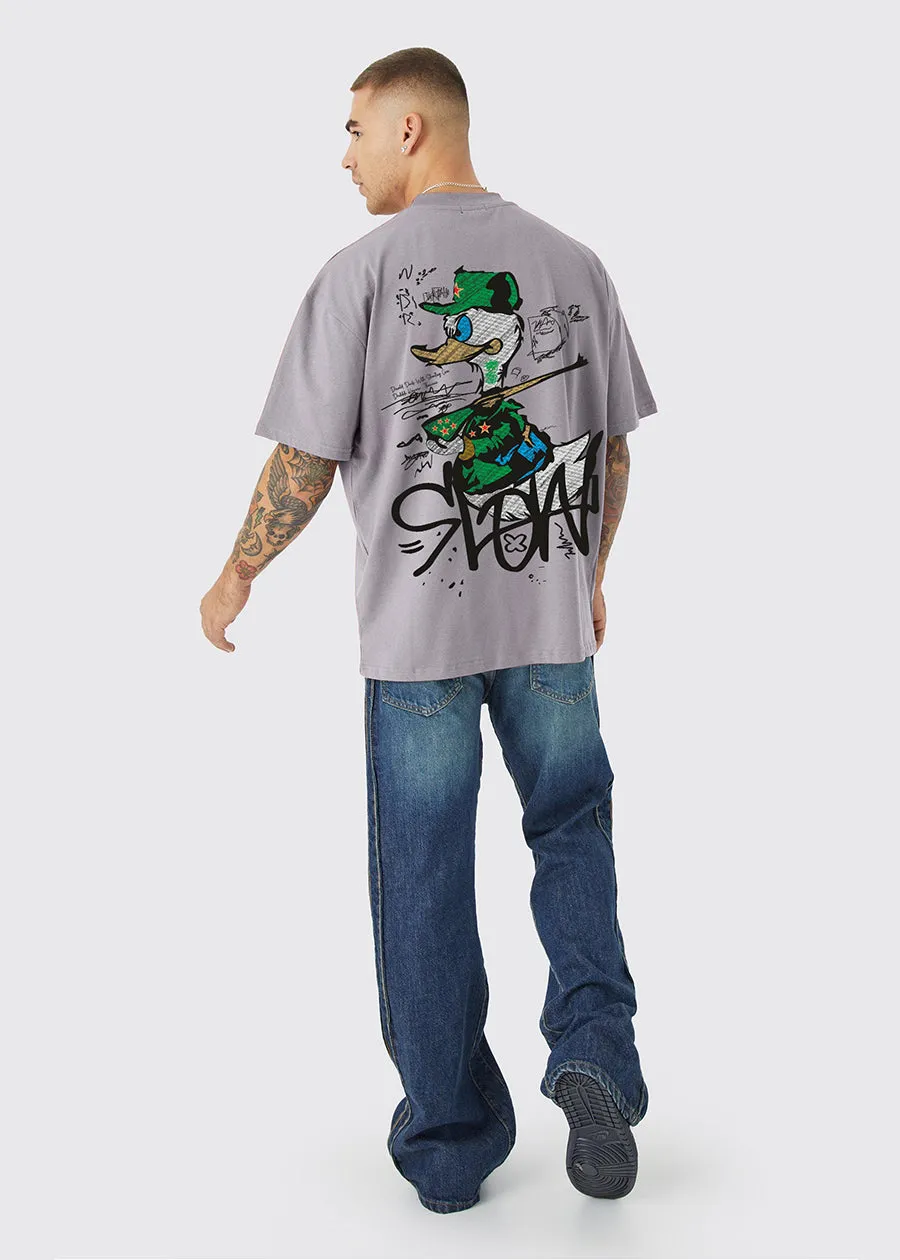 Slow Duck Men Oversized Printed T-Shirt