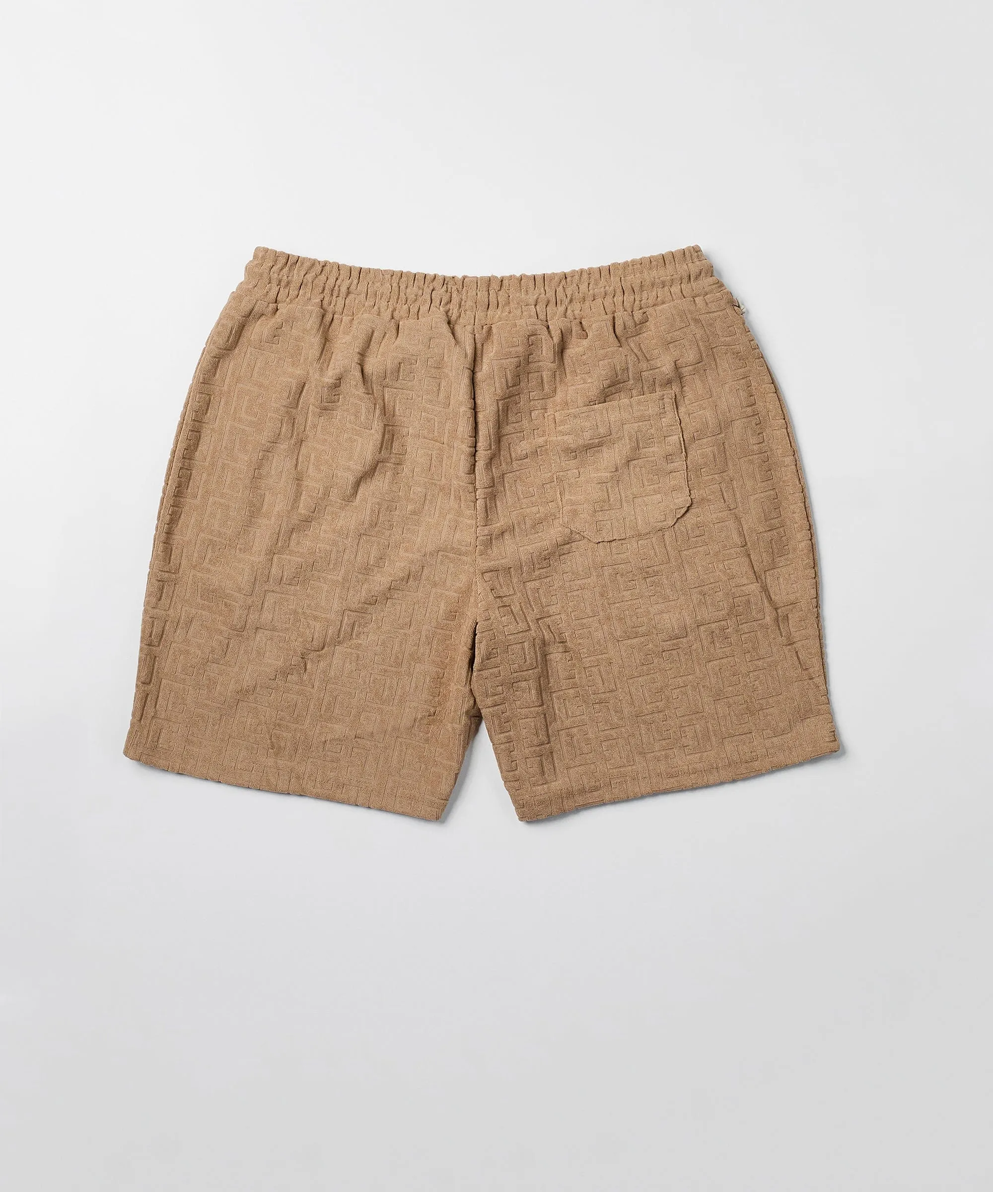 Towel Embossed Pattern Shorts - Rust