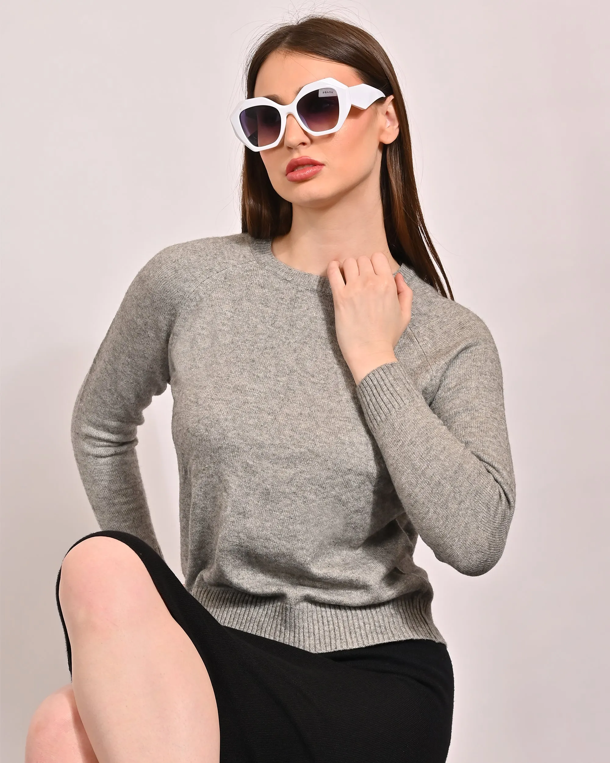 Women Grey Acrylic Sweater