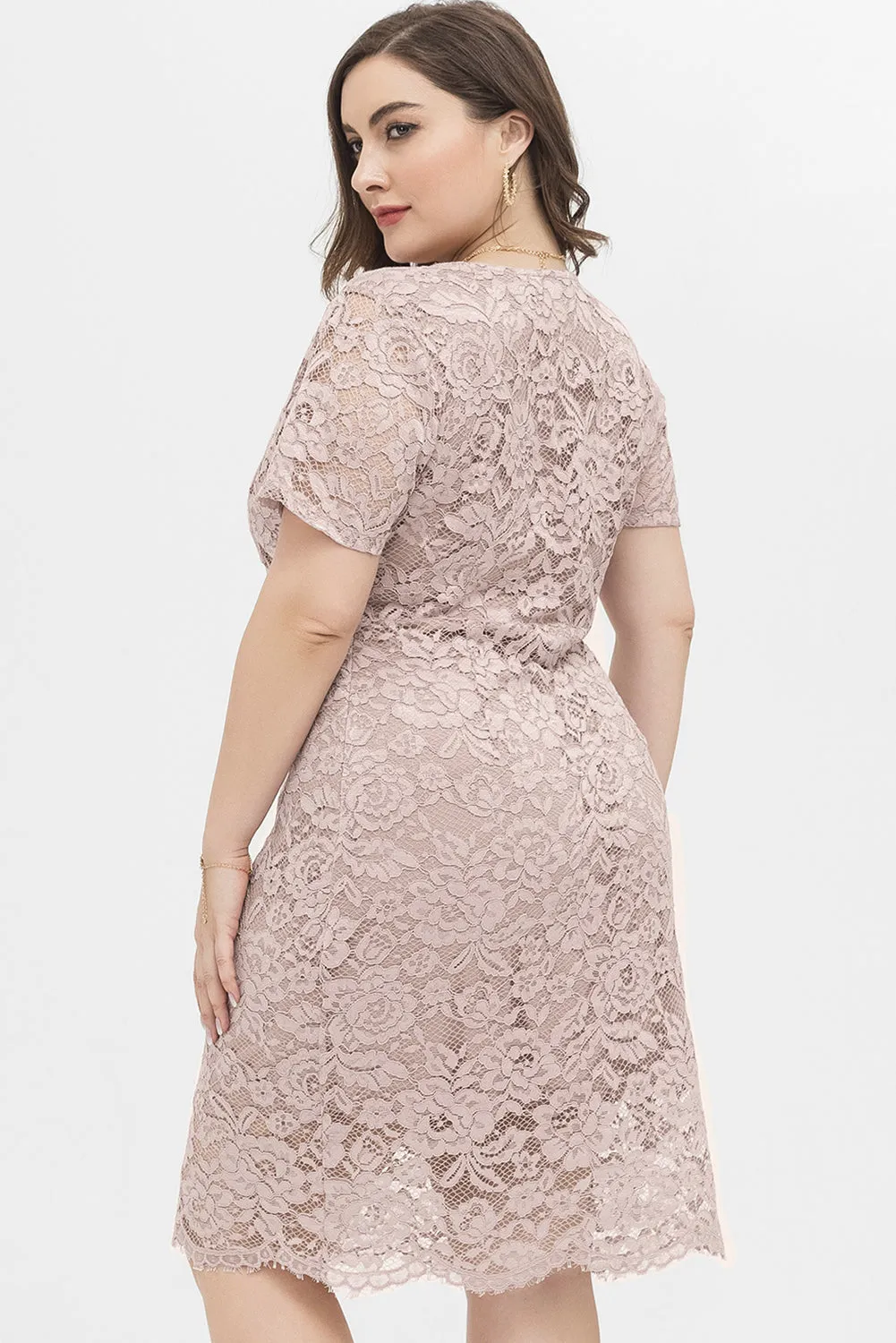 Women Summer Plus Size Floral Lace Cocktail Dress for Wedding Guest Party