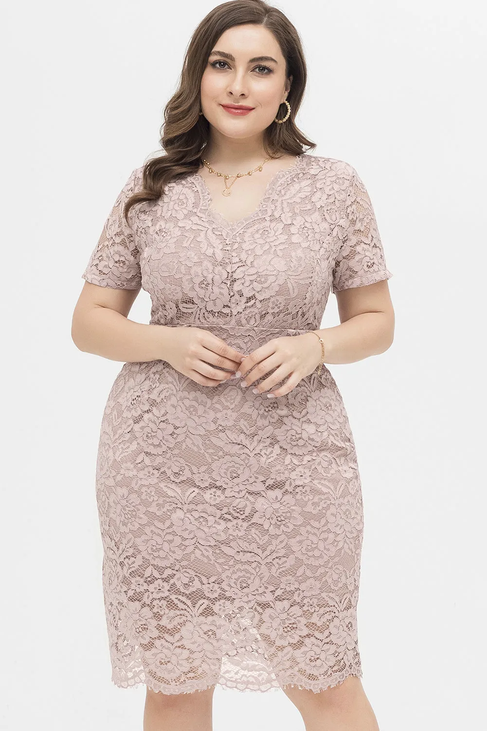 Women Summer Plus Size Floral Lace Cocktail Dress for Wedding Guest Party