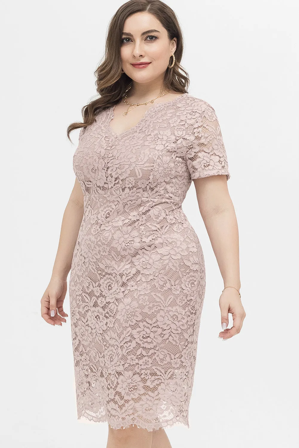 Women Summer Plus Size Floral Lace Cocktail Dress for Wedding Guest Party