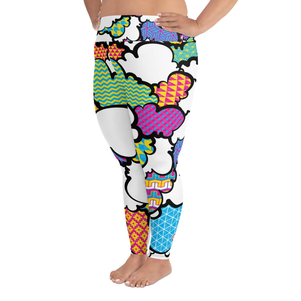 Women's CMYK Graffiti Clouds Plus Size Yoga Pants Workout Leggings For Jiu Jitsu 001