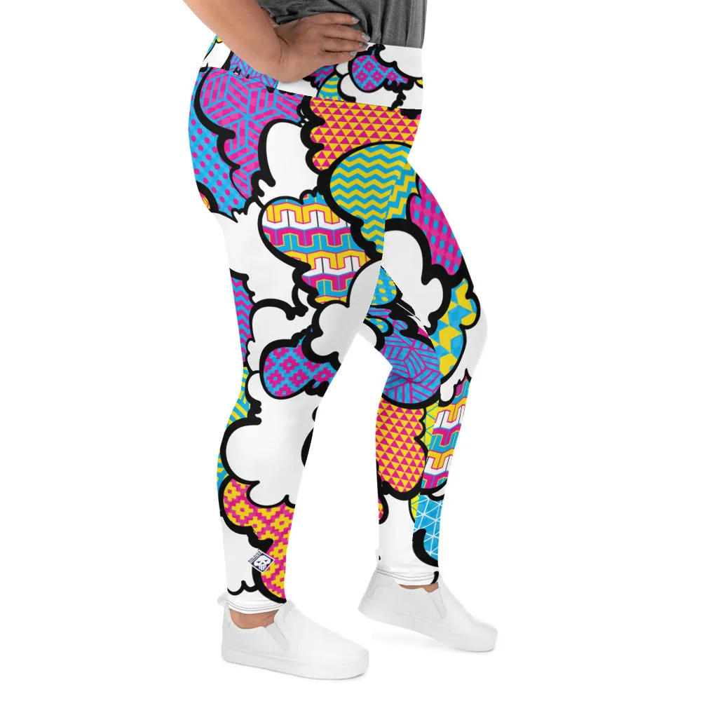 Women's CMYK Graffiti Clouds Plus Size Yoga Pants Workout Leggings For Jiu Jitsu 001