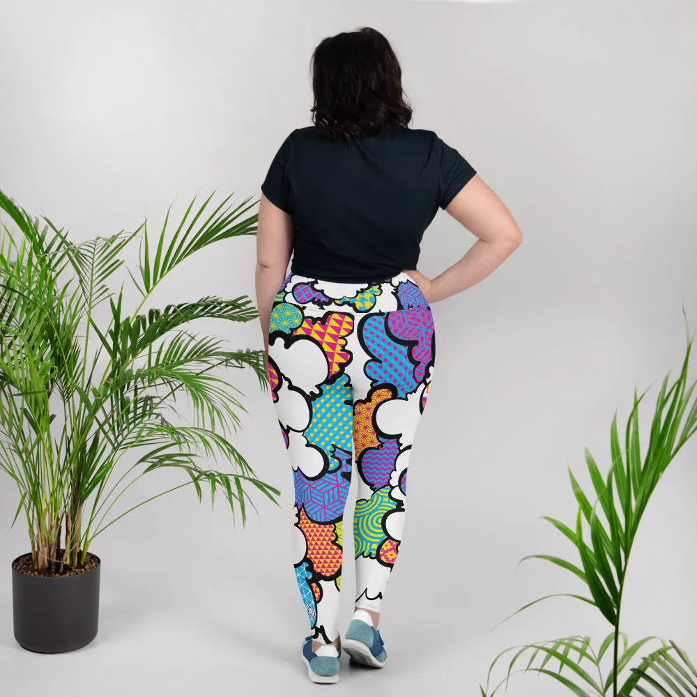 Women's CMYK Graffiti Clouds Plus Size Yoga Pants Workout Leggings For Jiu Jitsu 001