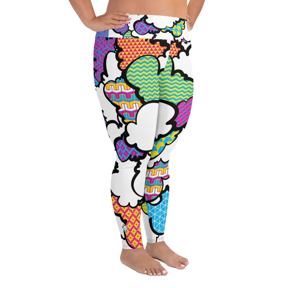 Women's CMYK Graffiti Clouds Plus Size Yoga Pants Workout Leggings For Jiu Jitsu 001