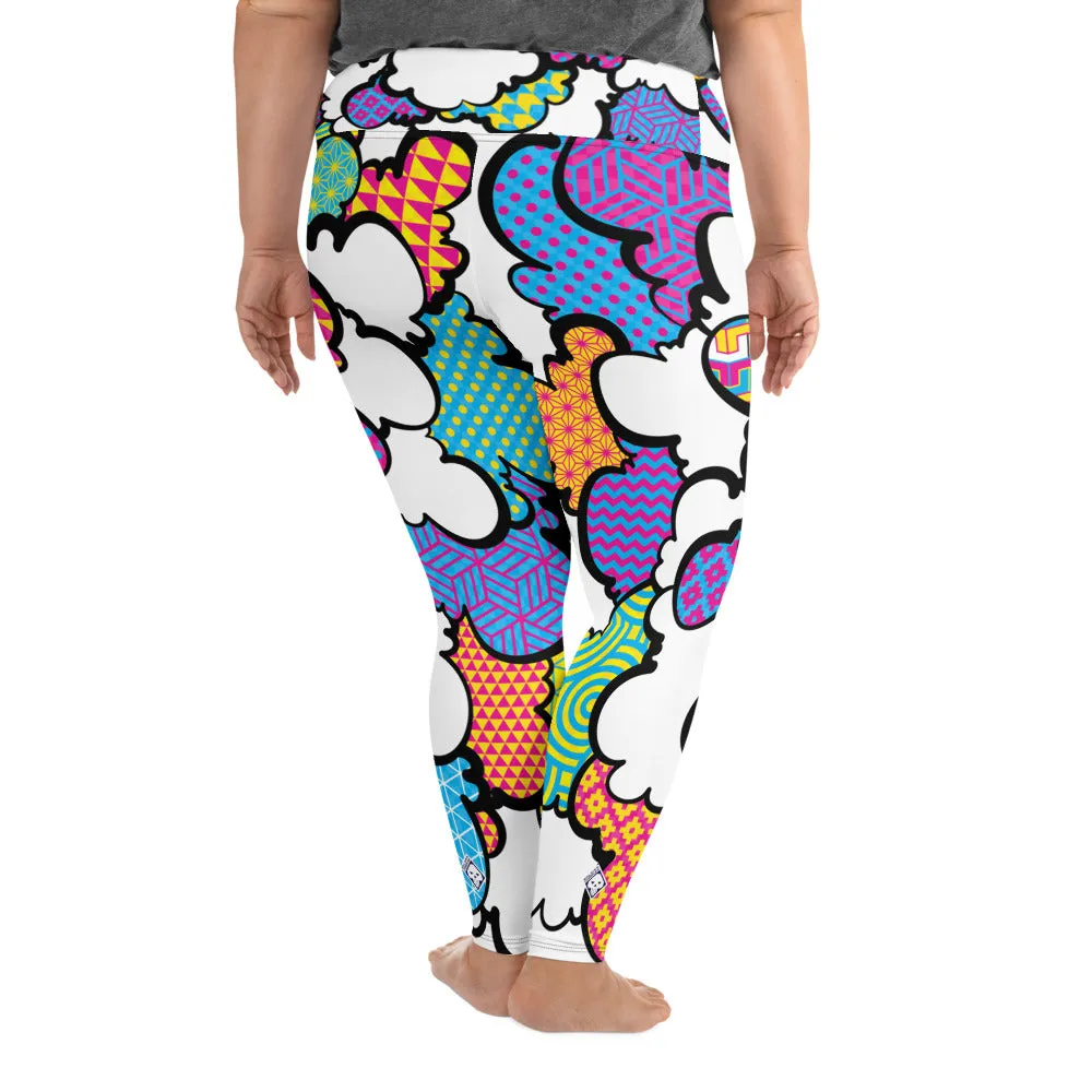 Women's CMYK Graffiti Clouds Plus Size Yoga Pants Workout Leggings For Jiu Jitsu 001