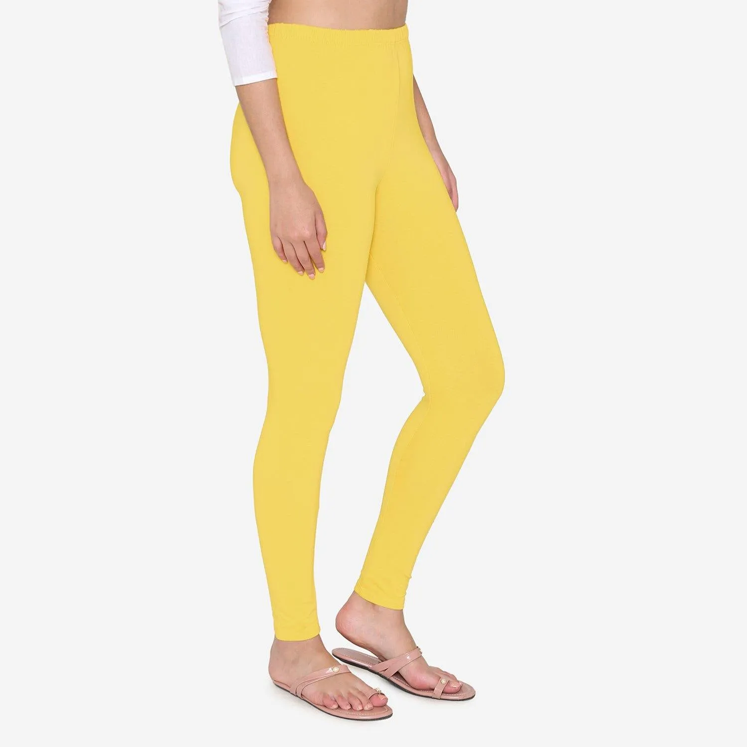 Women's Cotton Ankle leggings (Free Size) - Empire Yellow