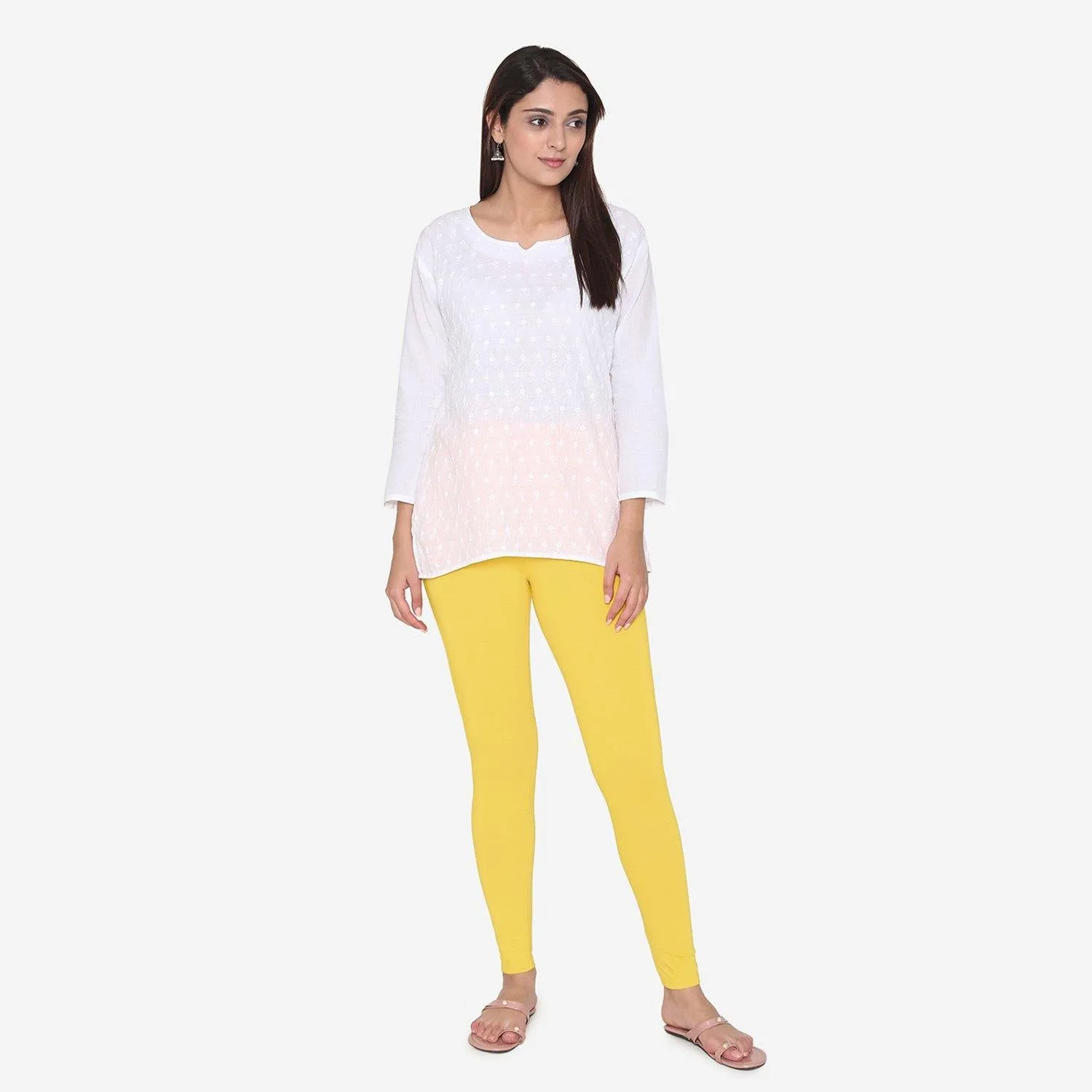 Women's Cotton Ankle leggings (Free Size) - Empire Yellow