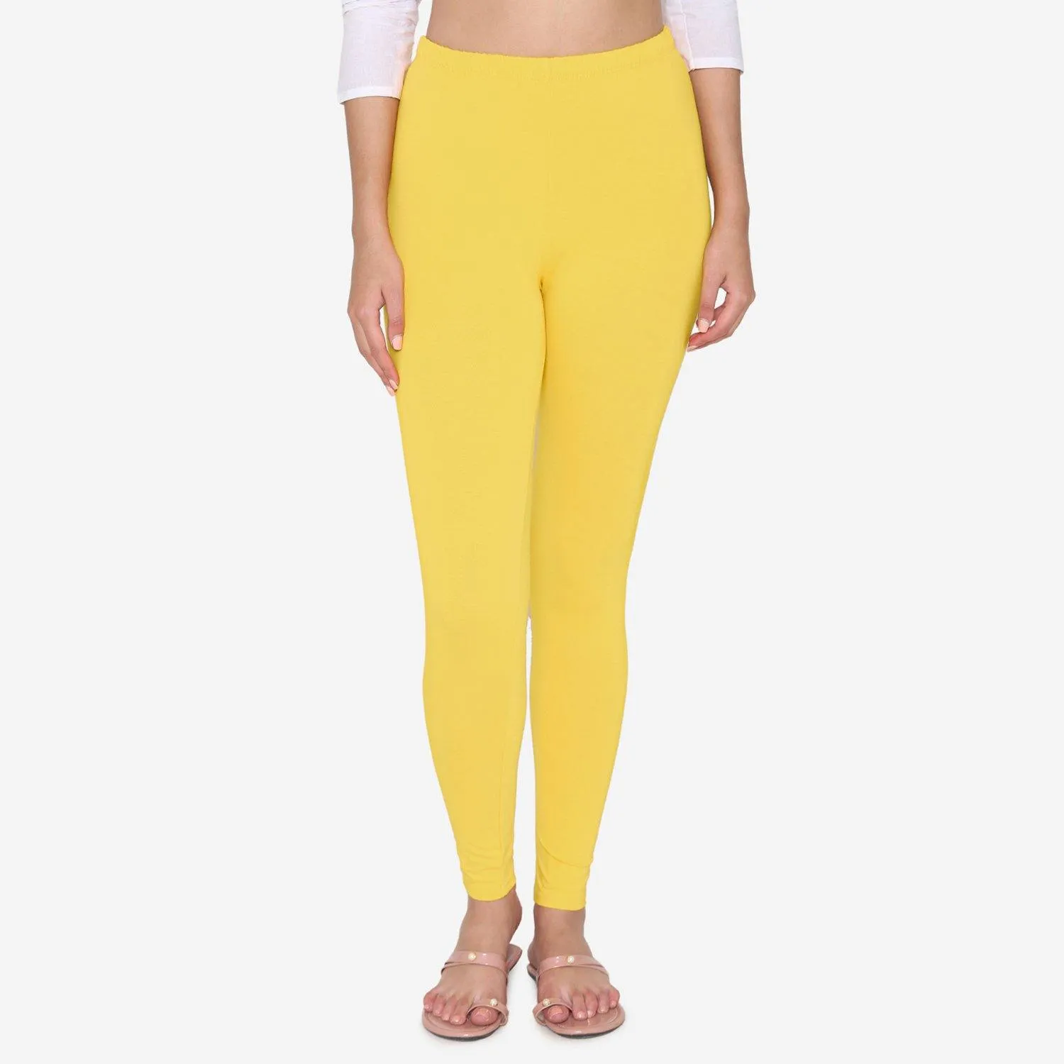 Women's Cotton Ankle leggings (Free Size) - Empire Yellow