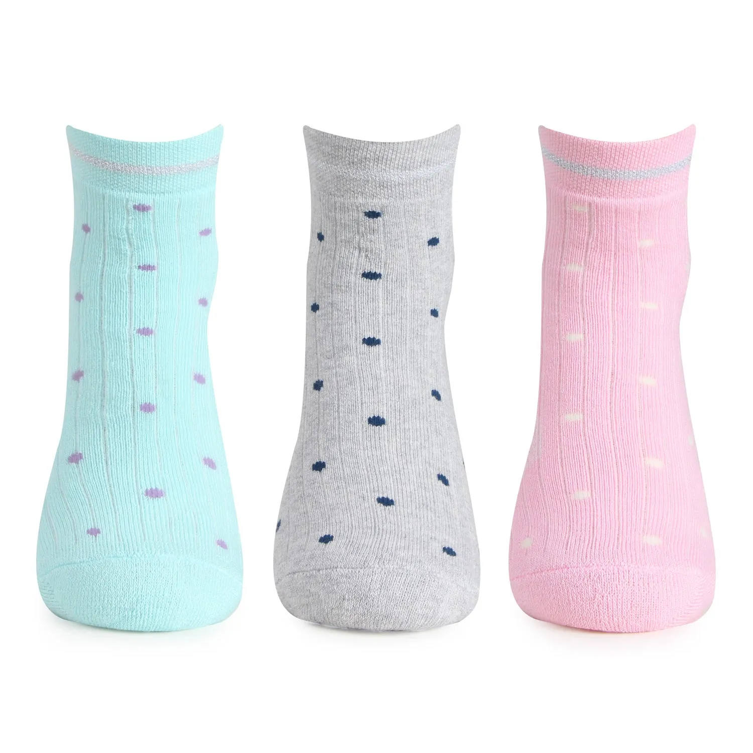 Women's Cushioned Multicolored Ankle Sports Socks- Pack of 3