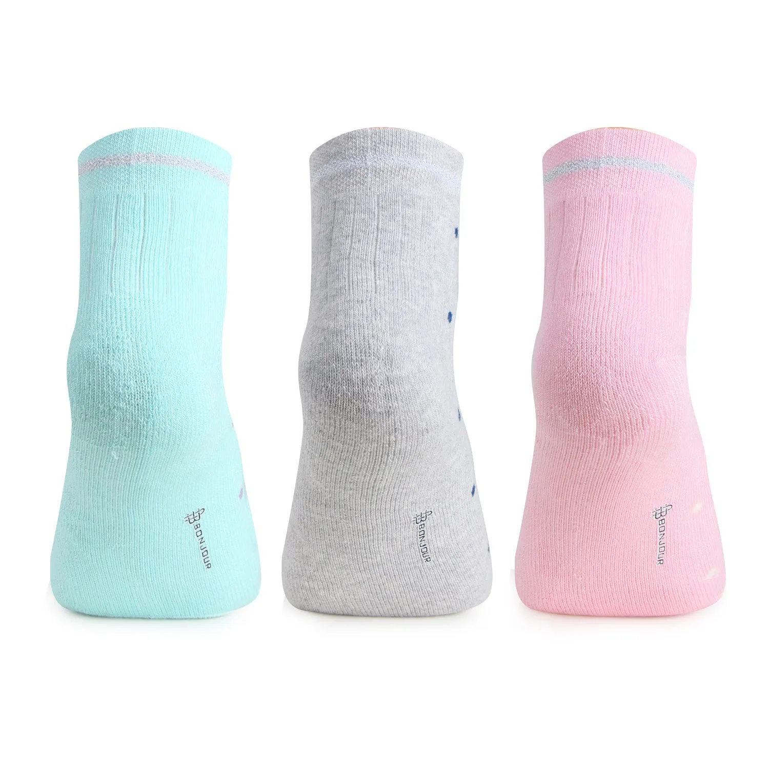 Women's Cushioned Multicolored Ankle Sports Socks- Pack of 3