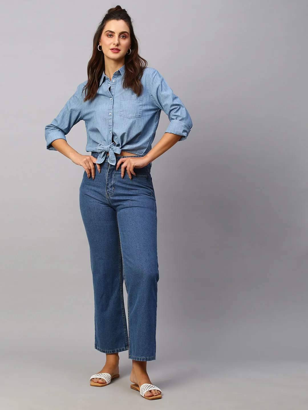 Women's Denim Cotton Regular Fit Blouse