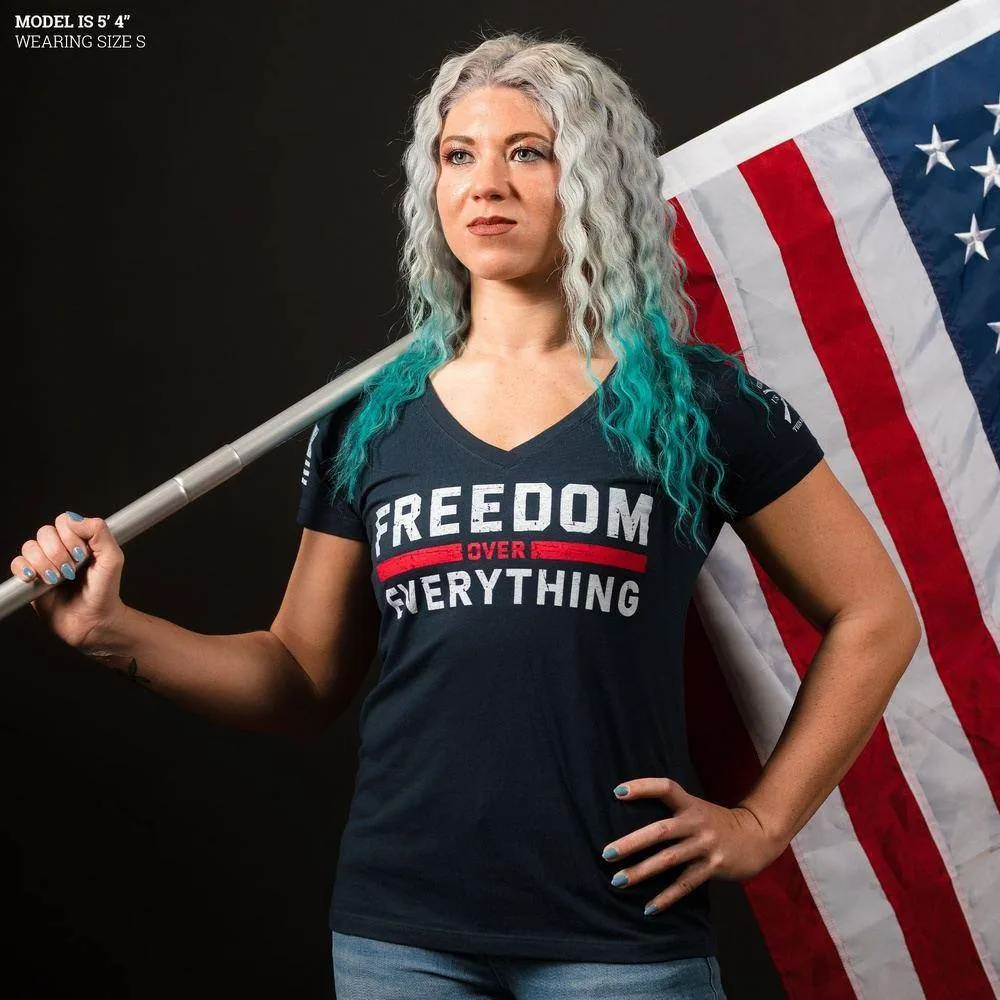 Women's Freedom Over Everything V-Neck - Midnight Navy