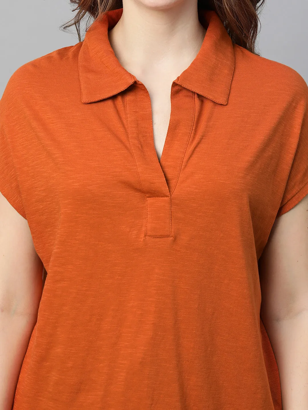 Women's Rust Cotton Regular Fit Tshirts