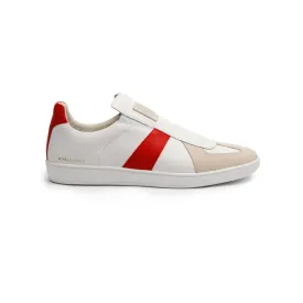 Women's Smooth White Red Leather Low Tops 91591-001