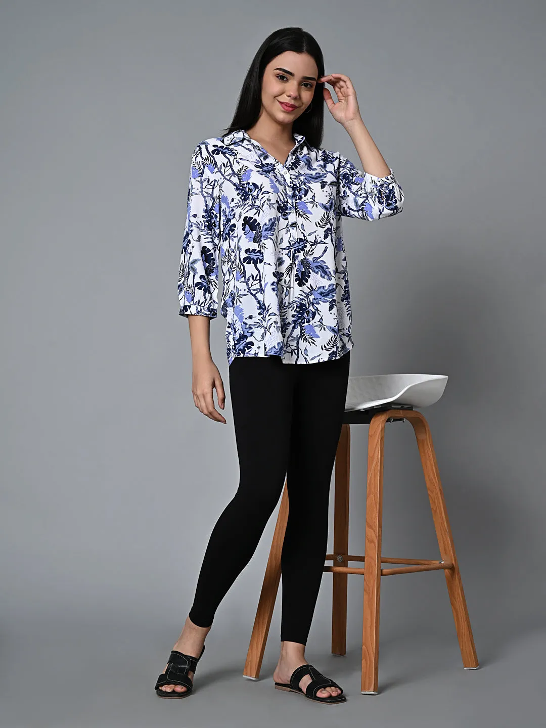 Women's White Viscose Regular Fit Blouse