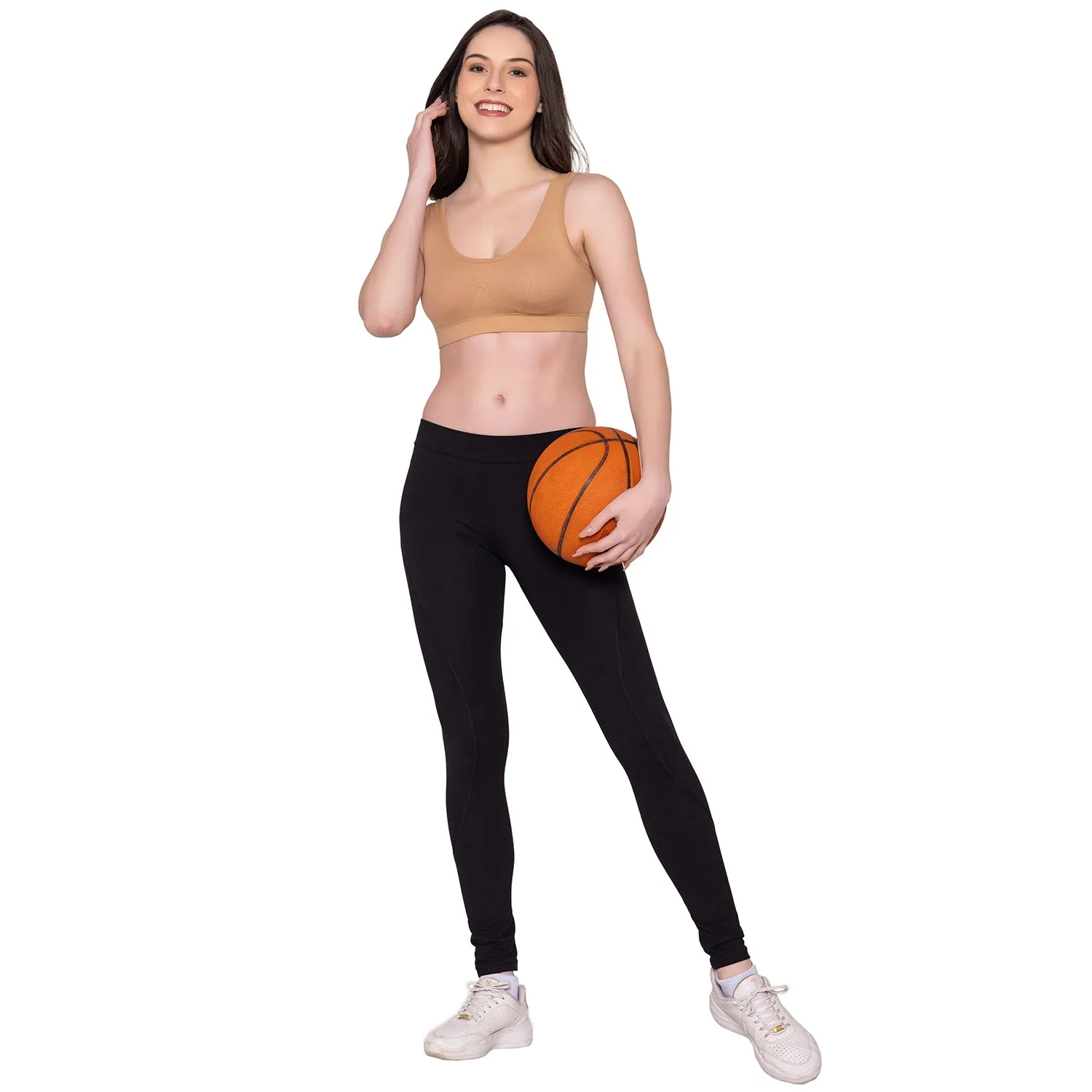 Women's Wirefree Non Padded Full Coverage Sports Bra - Skin