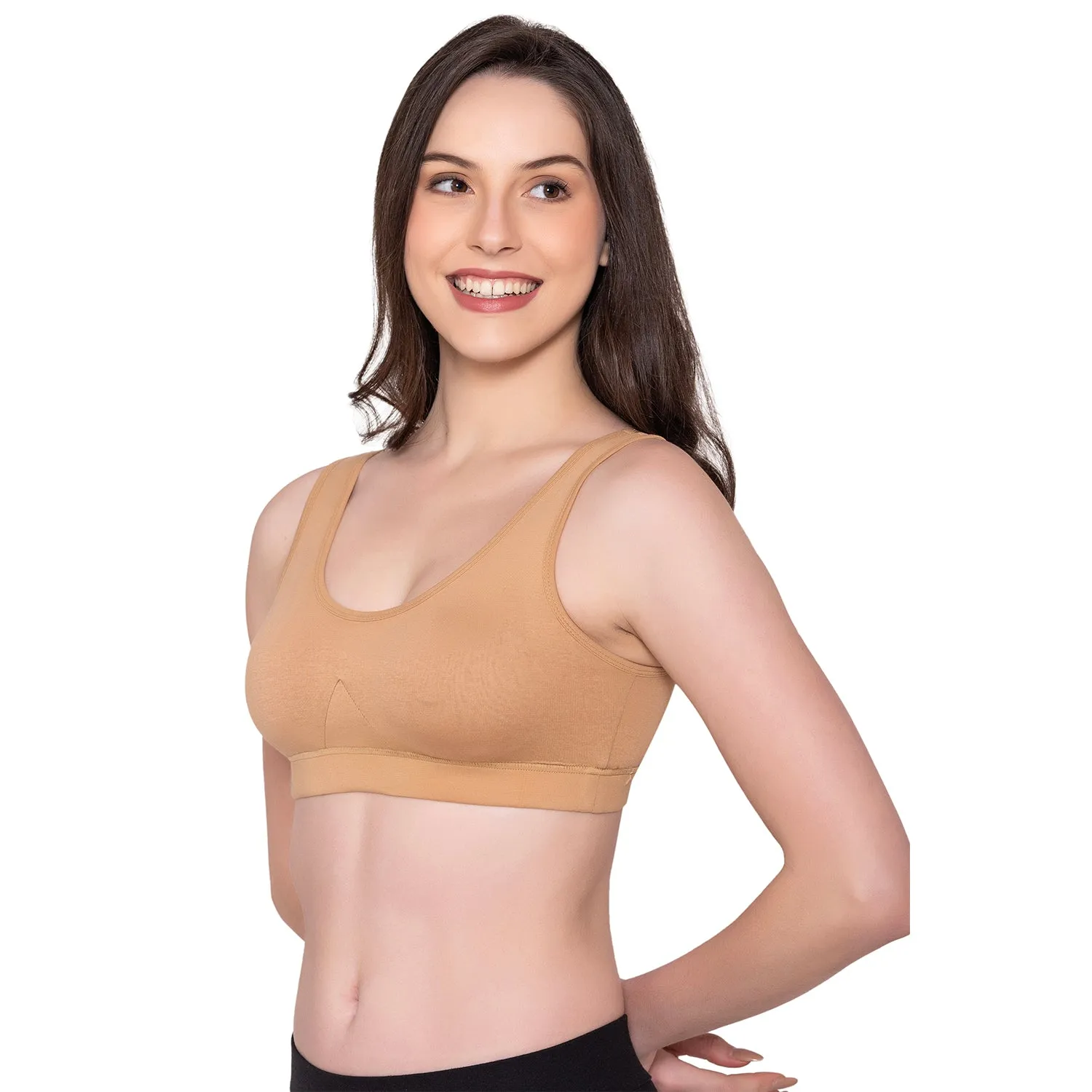 Women's Wirefree Non Padded Full Coverage Sports Bra - Skin