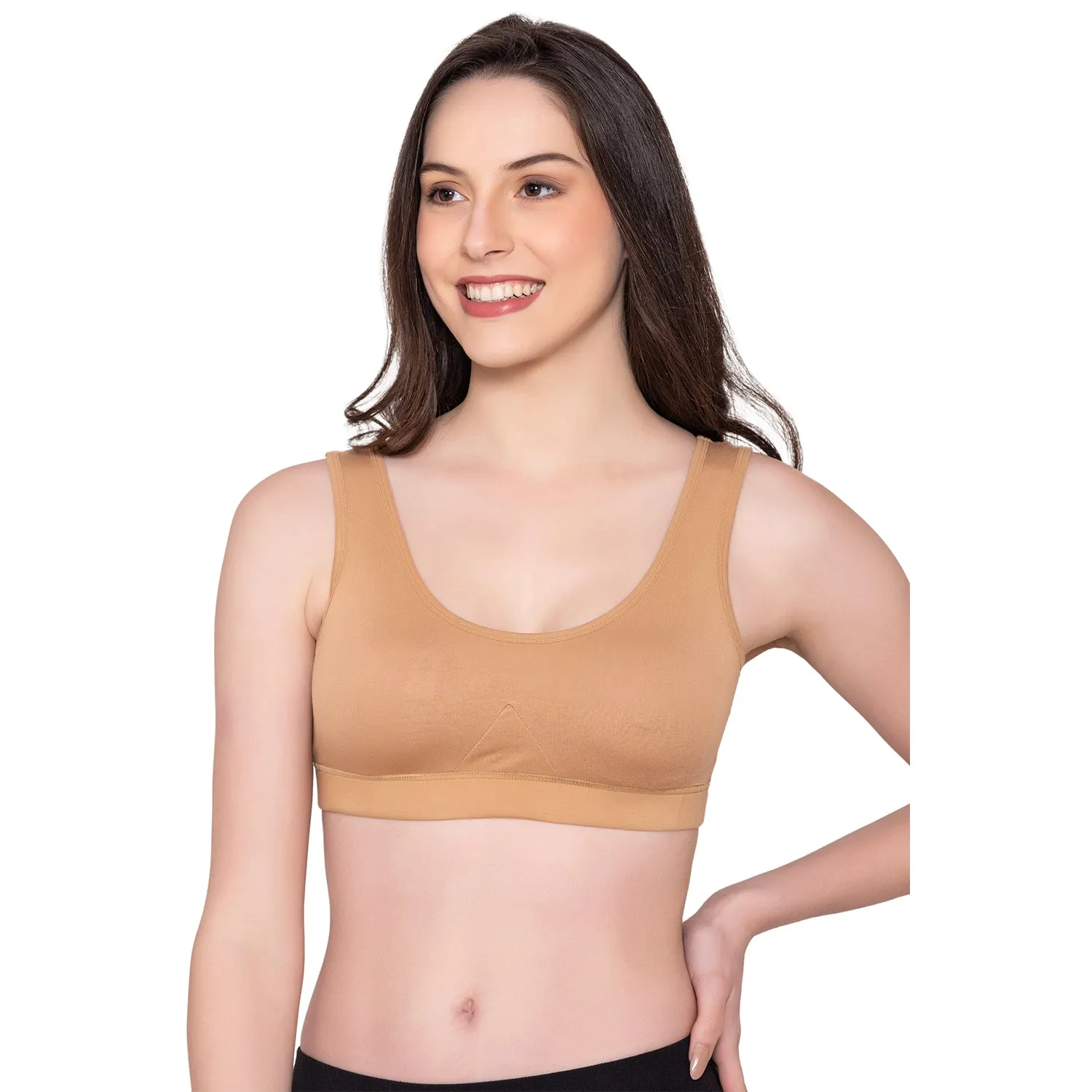 Women's Wirefree Non Padded Full Coverage Sports Bra - Skin