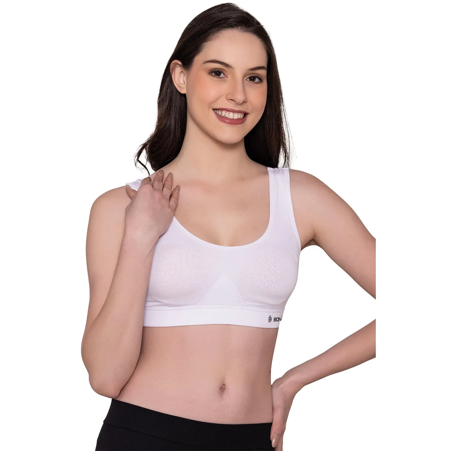 Women's Wirefree Non Padded Full Coverage Sports Bra - White